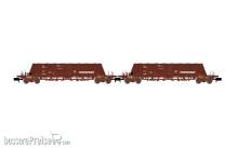 Arnold HN6617 - RENFE, 2-tlg Set 4-achs. Selbstentladewagen Faoos, in brauner Lackierung, „Transfesa, Ep. IV-V