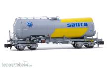 Arnold HN6628 - RENFE, 4-achs. isolierter Kesselwagen für Blausäuretransport in gelb/grauer Lackierung, „Saltra, Ep. IV
