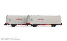 Arnold HN6697 - ÖBB, 2-tlg. Set zweiachsiger Schiebeplanenwagen der Bauart Kils, „Rail Cargo Austria“, grau-rote Farbgebung, Ep. V-VI