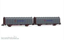 Arnold HN6711 - RENFE, 2-tlg. Set 2-Achs Schiebeplanenwagen, Typ Lis, mit modernem Transfesa-Logo, Ep. V
