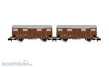 Arnold HN6715 - FS, 2-tlg. Set Gs-Wagen, braune Farbgebung, einer mit roten Zugschlusslaternen