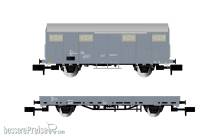 Arnold HN6716 - FS, 2-tlg. Set Dienstwagen, VGhs-Kastenwagen + Vkkkm-Flachwagen mit Schotterbeladung