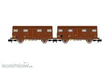 Arnold HN6717 - SNCF, 2-tlg. Set Gs-Wagen, braune Farbgebung, einer mit roten Zugschlusslaternen