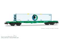 Arnold HN6726 - SNCF, Containerwagen S70, grüne Farbgebung, beladen mit Kühl-Wechselbehälter „Système Fril”