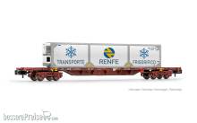 Arnold HN6729 - RENFE, MMC3-Containerwagen, braune Farbgebung, beladen mit „RENFE”-Kühl-Wechselbehälter (Farbgebung 2)