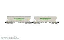Arnold HN6732 - SNCF, 2-tlg. Set Getreidesilowagen „Transcéréales – CAF Grains“, mit geraden und runden Seitenwänden