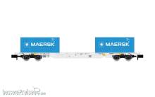 Arnold HN6745 - 4-achs. Containerwagen Sgnss, graue Farbgebung, beladen mit 2 x 20´-Containern „MAERSK”