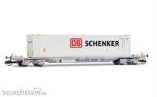 Arnold HN9761 - 4-achs. Containertragwagen, grau, mit weißem 45´-Container „DB Schenker“, Ep. VI