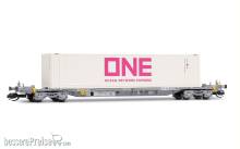 Arnold HN9762 - 4-achs. Containertragwagen, grau, mit weißem 45´-Container „ONE“, Ep. VI
