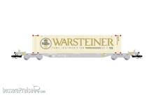 Arnold HN9767 - 4-achs. Containerwagen, graue Farbgebung, beladen mit 1 x 45´-Container „Warsteiner“