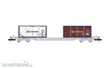 Arnold HN9768 - 4-achs. Containerwagen, graue Farbgebung, beladen mit 2 x 20´-Tankcontainer „DB SCHENKER“