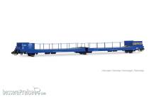 Arnold HN9771 - F-GEFCO, 3-achs. Autotransportwagen für Lieferwagen und Klein-Lkw, Bauart Ladks, blaue Farbgebung mit Beschriftungstafeln