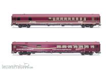 Rivarossi HR4350 - Euro-Express, 2-tlg. Set Reisezugwagen, bestehend aus 1 x Partywagen WGmh804/854 und 1 x Speisewagen WRmh132, Ep. VI