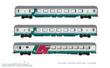 Rivarossi HR4359 - FS, 3-tlg. Set IC 507/530 Reisezugwagen „Sila, Turin - Reggio Calabria, in XMPR „Intercity-Lackierung