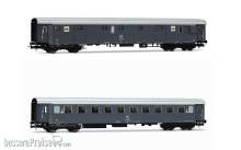 Rivarossi HR4366 - FS, 2-tlg. Set Reisezugwagen, in grauer Farbgebung, bestehend aus 1 x Gepäckwagen Dz 83000 für Fahrradtransport und 1 x 2.Kl. Wagen Bz33010 - Typ 1946, Ep. IVb