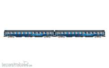 Rivarossi HR4408 - FS, 2-tlg. Set umgebauten Z1-Wagen, in neuer Intercity Notte-Farbgebung, Ep. VI