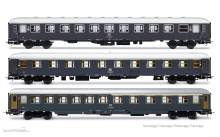 Rivarossi HR4412 - FS, 3-tlg. Set Exp 234/235 Remus Roma – Wien, bestehend aus UIC-X ´68 Liegewagen, UIC-X ´68 1. Klasse und UIC-X ´75 1./2. Klasse, grau