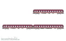 Rivarossi HR4417 - Euro-Express, 3-tlg. Set Liegewagen, bestehend aus 1 x Bcm243, 1 x Bcm246 und 1 x Bvcmz, in violetter Farbgebung, Ep. V-VI