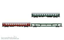 Rivarossi HR4418 - DR, 3-tlg. Set des Autoreisezug „Berlin – Lörrach“, bestehend aus 1 x Bc, 1 x WLAB und 1 x DDm, in grün-roter Farbgebung, Ep. IV