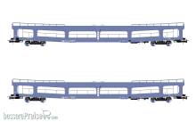 Rivarossi HR4421 - DR, 2-tlg. Set Autotransportwagen DDm916 , in blauer Farbgebung, Ep. IV