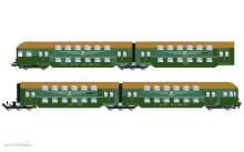 Rivarossi HR4424 - DR, 4-tlg. Doppelstockeinheit mit Steuerabteil, grüne Flickenlackierung mit braunem Dach