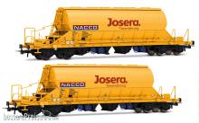 Rivarossi HR6546 - NACCO, 2-tlg. Set 4-achs. Schwenkdachwagen Taoos, in gelber Farbgebung, „Josera“, Ep. VI