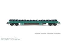Rivarossi HR6553 - FS, vierachsiger Rungenwagen der Bauart Res, in grüner Farbgebung, beladen mit Drahtrollen, Ep. VI