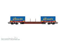 Rivarossi HR6555 - FS, 4-achs. Flachwagen Rgs, beladen mit 2 x 20´ Coil-Container „Gruppo Bernardini“, Ep. V