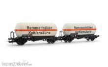 Rivarossi HR6644 - DB, 2-tlg. Set 2-achs. Gaskesselwagen, „Rommenhöller Kohlensäure“
