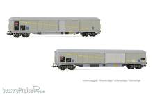 Rivarossi HR6650 - SBB, 2-tlg. Set 4-achs. Schiebewandwagen der Bauart Habils in Flickenfarbgebung, Ep. V