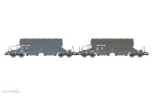 Rivarossi HR6668 - NACCO, 2-tlg. Set 4-achs. Schwenkdachwagen der Bauart Taoos, grau-braune Farbgebung „A CIT Company“
