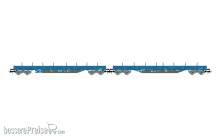 Rivarossi HR6671 - Press, 2-tlg. Set 4-achs. Rungenwagen, Typ Res, blaue Farbgebung (leer), Ep. VI