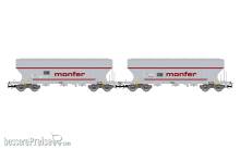 Rivarossi HR6677 - I-ERSA, 2-tlg. Set Getreidesilowagen „MONFER“, graue Farbgebung mit neuen Beschriftungen, Ep. VI