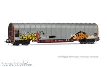 Rivarossi HR6681 - SBB, 4-achs. Schiebeplanenwagen, Typ Rils, graue Farbgebung mit Graffiti, Ep. V