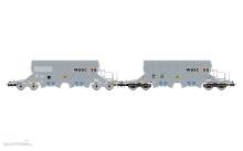 Rivarossi HR6688 - D-WASCO, 2-tlg. Set 4-achs. Schwenkdachwagen der Bauart Taoos „WASCOSA“, graue Farbgebung