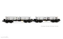 Rivarossi HR6701 - DB, 2-tlg. Set 4-achs. Rungenwagen der Bauart Rmms, schwarze Farbgebung, beladen mit Aluminiumblöcken