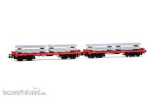 Rivarossi HR6702 - D-DBSR, 2-tlg. Set 4-achs. Rungenwagen der Bauart Rmms, verkehrsrot, beladen mit Aluminiumblöcken