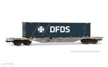 Rivarossi HR6704 - 4-achs. Containerwagen der Bauart Sgnss, graue Farbgebung, beladen mit 45´-Container „DFDS”