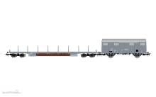 Rivarossi HR6715 - FS, 2-tlg. Bauzug-Set, enthält je einen Wagen der Bauart VRgs und VGhs, graue Farbgebung