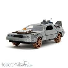 Jada Toys JADA34786 - Zurück in die Zukunft III Hollywood Rides Diecast Modell 1/32 DeLorean Time Machine Railroad Wheels