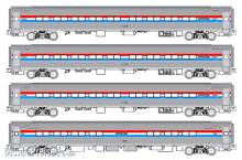 Kato K106-8020 - 4er Set Personenwagen Amfleet Amtrak, Ep.IV, Ph.III