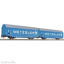 Liliput L230161 - 2-tlg.Set,Großraum-Güterwagen,Hbbks,DB,METZELER,Ep.IV