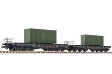 Liliput L230170 - 2-tlg. Set Flachwagen, beladen mit getarnten Kisten, Ep.II