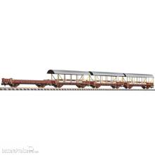 Liliput L260126 - 4-tlg. Set Autotransportwagen, Lkls-tv der BLS, braun, gealtert, Ep IV