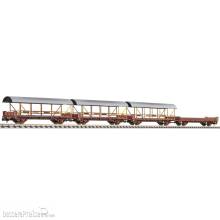 Liliput L260127 - 4-tlg. Set Autotransportwagen, Lkls-tv der BLS, braun, gealtert, Ep IV
