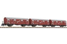 Liliput L260143 - 3-tlg. Set ged. Güterwg., Tnomhs 59, BANANEN, DB, Ep.III