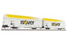 Liliput L260157 - 2-tlg. Set großräumiger Güterwagen, Hbbks, DB, isover, Ep.V (16,7m)