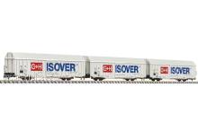 Liliput L260159 - 3-tlg. Set, großräumiger Güterwagen, Hbbks, DB AG, ´G+H ISOVER´, Ep.V (lang)