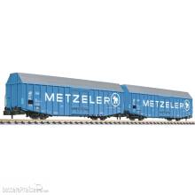 Liliput L260161 - 2-tlg. Set, großräumiger Güterwagen, Hbbks, DB, METZELER, Ep.IV (mittel)
