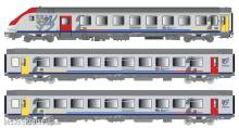 L.S. Models LS41233AC - 3er Set Personenwagen VU+VTU SNCF, Ep.VI, TER Bourgogne, AC - Lemke